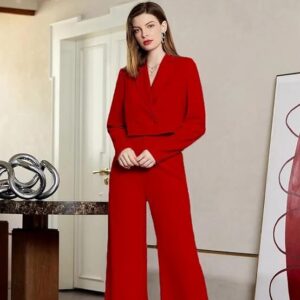 Women's Solid Relaxed Fit Full Sleeve Co-ord Blazer and Trouser Set